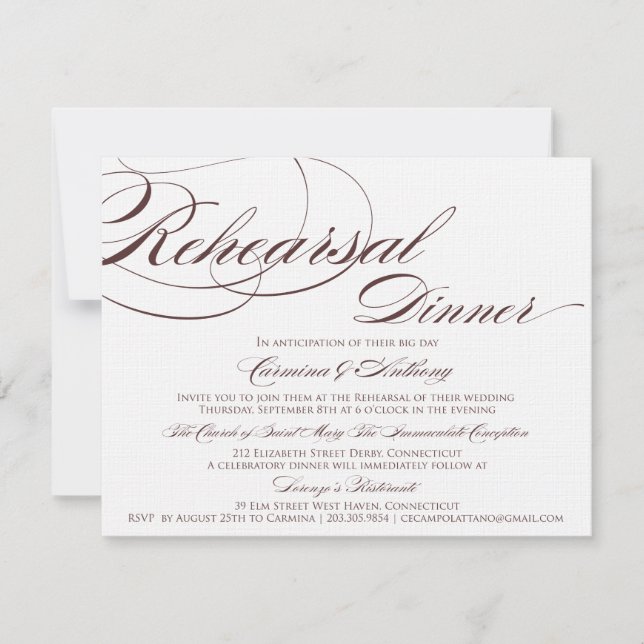 Custom Script Rehearsal Dinner Invitation 4F1819 (Front)