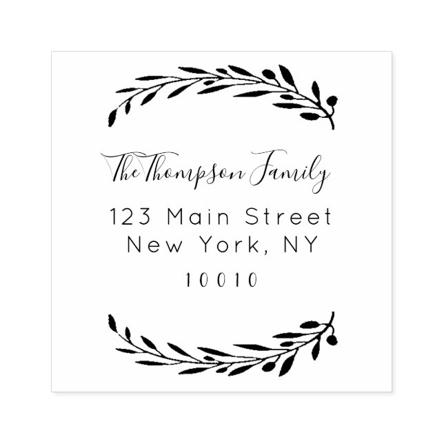 Custom Script Return Address Family Name Rubber Stamp (Imprint)