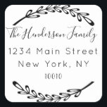 Custom Script Return Address Family Name Square Sticker<br><div class="desc">Custom Script Return Address Family Name Square Sticker</div>