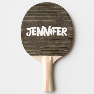 CUSTOM SCRIPT RUSTIC WOOD PING PONG PADDLE