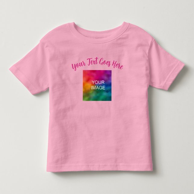 Custom Script Text Name Pink Upload Your Own Image Toddler T-shirt (Front)