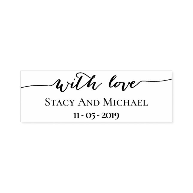 Custom Script Wedding Date With Love Rubber Stamp (Design)