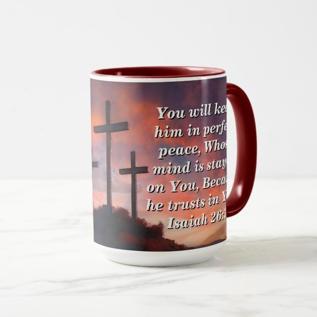 Custom Scripture Faith Coffee Mug Isaiah 26:3 (Devant droit)