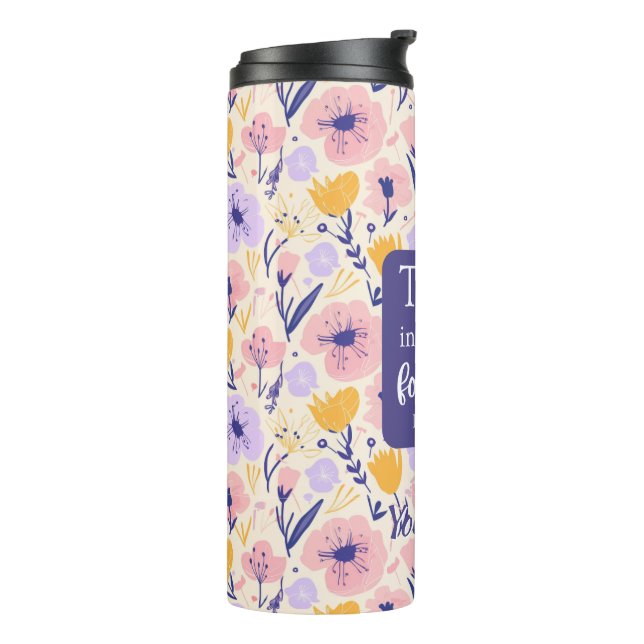 Custom Scripture Thermal Tumbler Floral Design (Rotated Left)