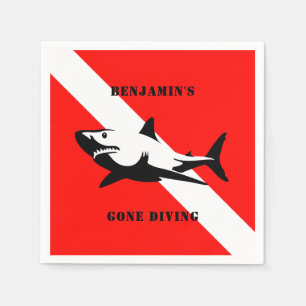 Custom Scuba Diving Flag and Shark Napkin