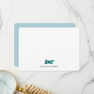 Custom Sea Turtle Painting Nautical Stationary Thank You Card