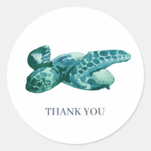 Custom Sea Turtle Painting Thank You  Classic Round Sticker