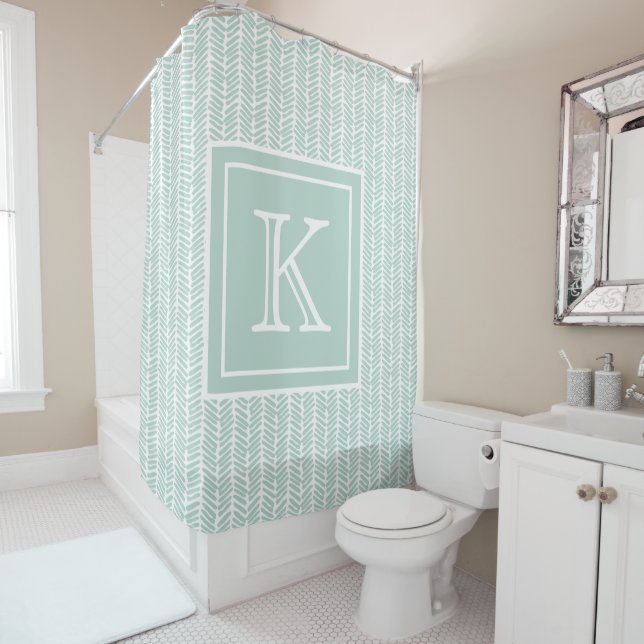 Custom Seaglass Mint Green White Zigzag Stripes (In Situ)