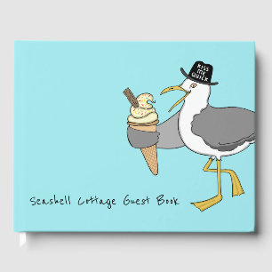 Custom Seagull Illustration Holiday Home Guest Book