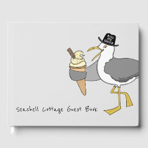 Custom Seagull Illustration Holiday Home Guest Book