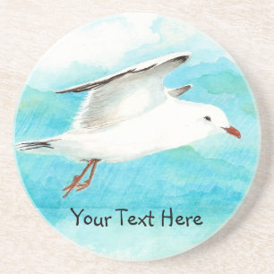 Custom Seagull & Name, Bird Collection Coaster