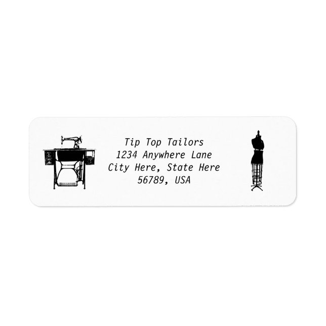 Custom Seamstress / Tailors Return Address Labels (Front)
