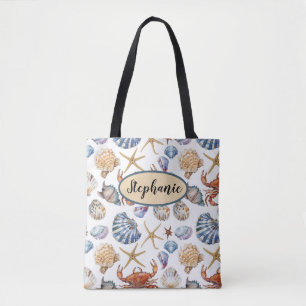 Custom Seashell Beach Theme Tote Bag