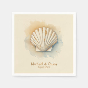 Custom Seashell Nautical Beach Wedding Gold        Napkin