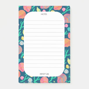 CUSTOM Seashells Border Sea Grocery Shopping To-Do Post-it Notes