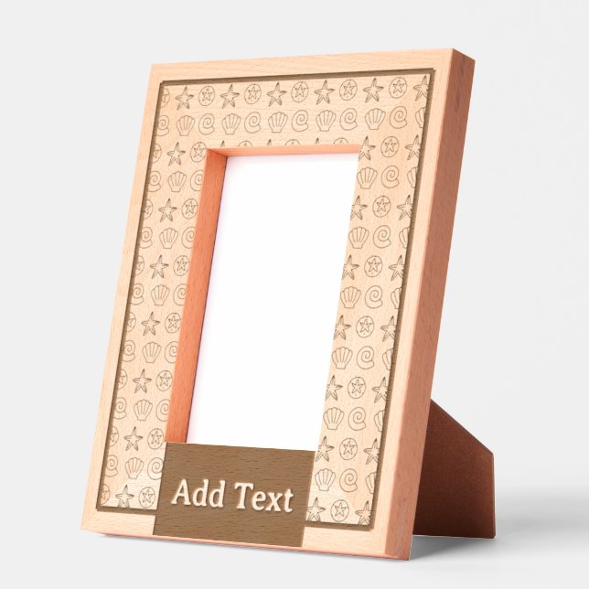 Custom Seashells Engraved Wood Picture Frame (Left)