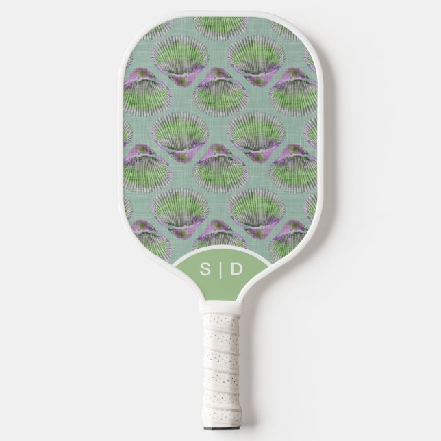 Custom Seashells Retro Green Pickleball Paddle (Front)