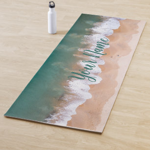 Custom Seashore Beach Calming Sunrise With Name Yoga Mat