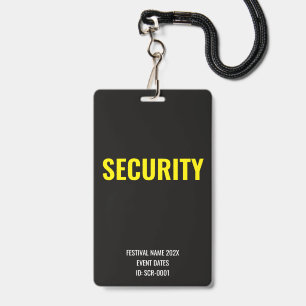 Custom Security Access Concert Festival Yellow Badge
