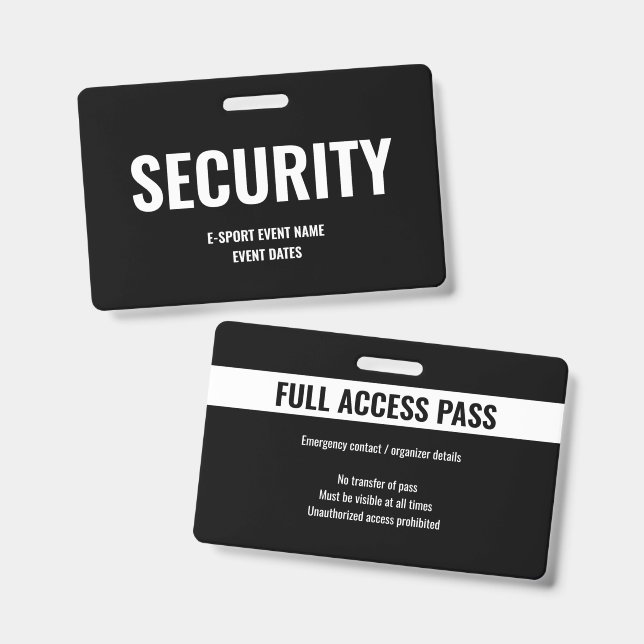 Custom Security Access Minimalist E-Sport Black Badge (Front & Back)