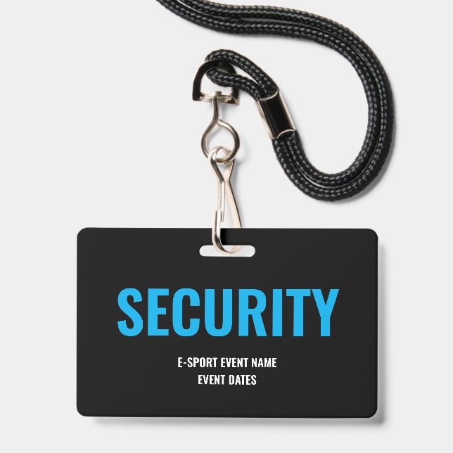 Custom Security Access Minimalist E-Sport Blue Badge (Front with Lanyard)