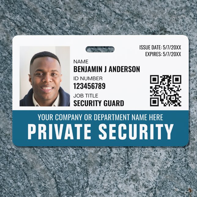 Custom Security Guard ID Photo Logo Name Teal Badge (Creator Uploaded)