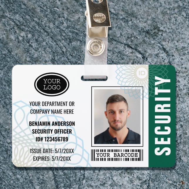 Custom Security Officer ID Photo Green Badge (Creator Uploaded)