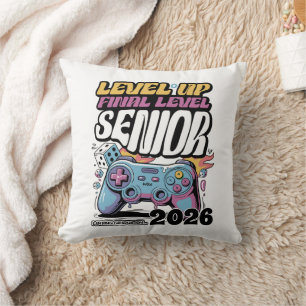 Custom Senior Class of 2026, Funny Gamer Graduate  Throw Pillow