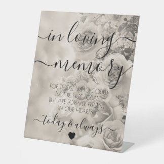 Custom Sepia Vintage Flowers Memorial Pedestal Sign