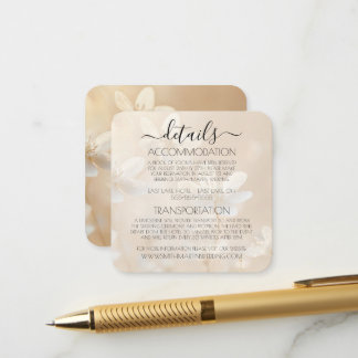 Custom Sepia White Flowers Wedding Details Enclosure Card