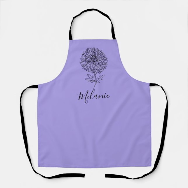 Custom September Aster Birth Flower Gift for Birth Apron (Front)