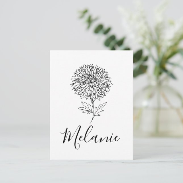 Custom September Aster Birth Flower Gift for Birth Postcard (Standing Front)