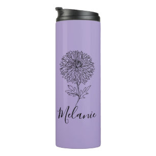 Custom September Aster Birth Flower Gift for Birth Thermal Tumbler