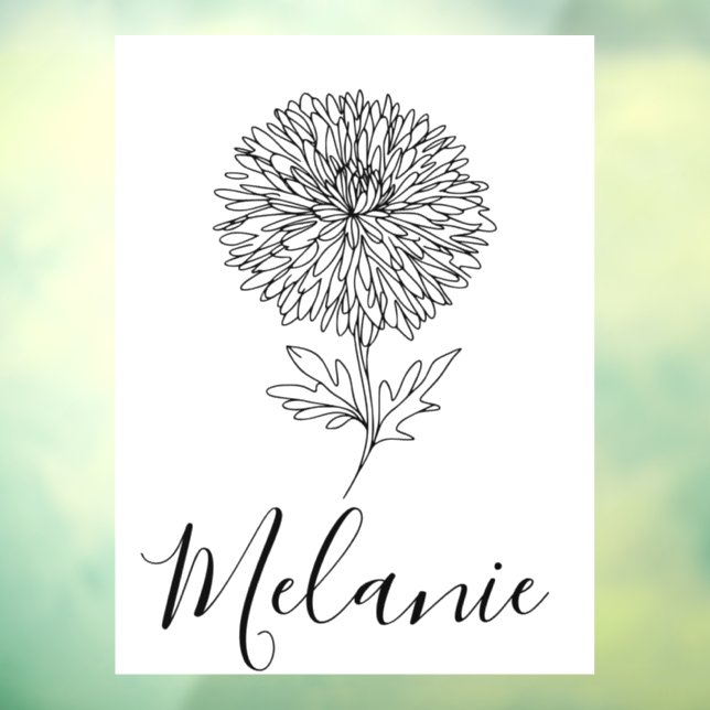 Custom September Aster Birth Flower Gift for Birth Window Cling (Sheet 3)