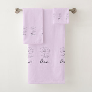 Custom September Morning Glory Birth Flower Gift  Bath Towel Set