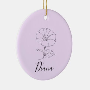 Custom September Morning Glory Birth Flower Gift  Ceramic Ornament