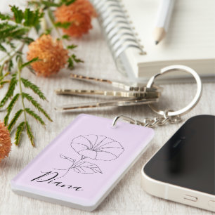 Custom September Morning Glory Birth Flower Gift Keychain