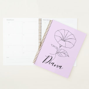 Custom September Morning Glory Birth Flower Gift  Planner