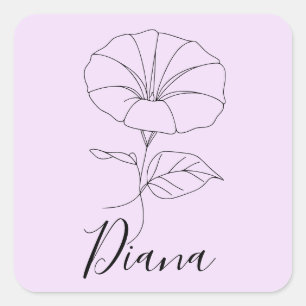 Custom September Morning Glory Birth Flower Gift  Square Sticker