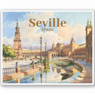 Custom Seville Spain Plaza de Espana Watercolor