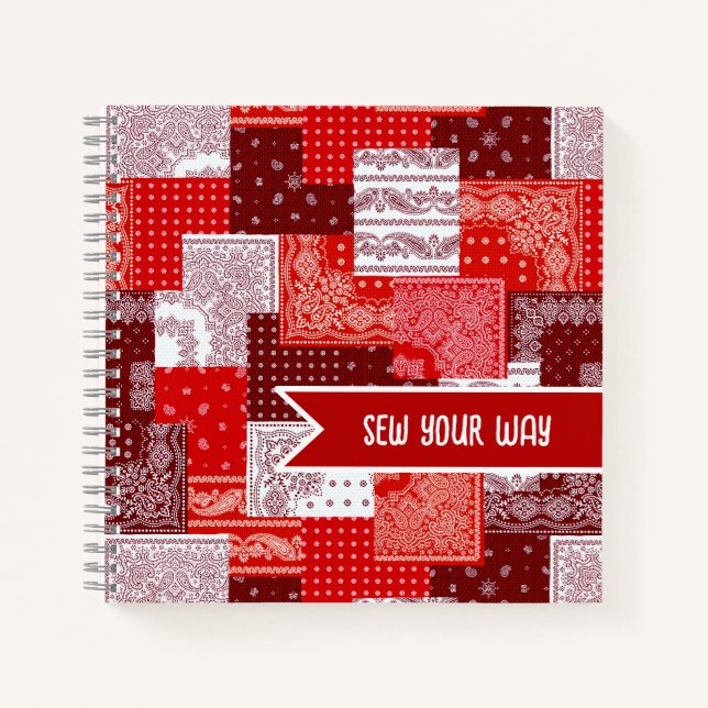 Custom Sewing Patchwork Bandana Quilt Pattern Notebook (Front)