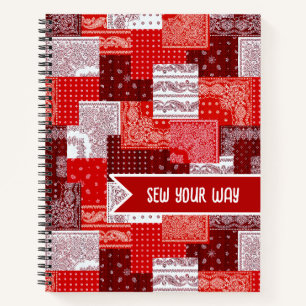 Custom Sewing Patchwork Bandana Quilt Pattern Notebook