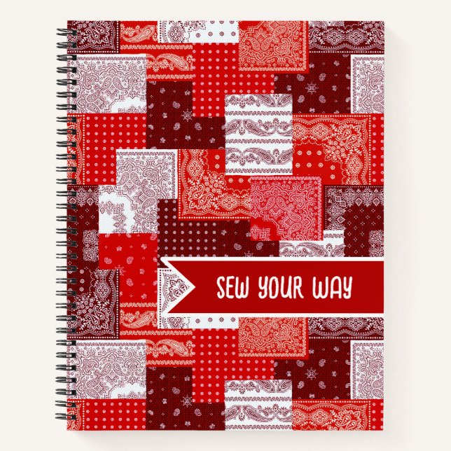 Custom Sewing Patchwork Bandana Quilt Pattern Notebook (Front)