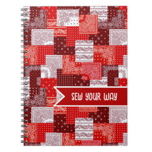 Custom Sewing Patchwork Bandana Quilt Pattern Notebook