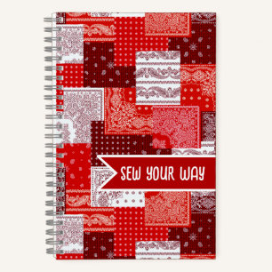 Custom Sewing Patchwork Bandana Quilt Pattern Notebook