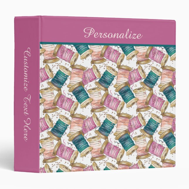 Custom Sewing Threads Seamstress Tailor Gift Binder (Front/Spine)