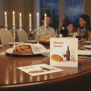 Custom Shabbat Shalom Square Card with Family Name
