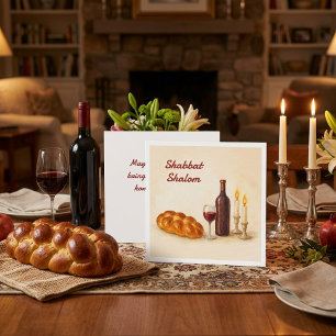 Custom Shabbat Shalom Square Card with Family Name