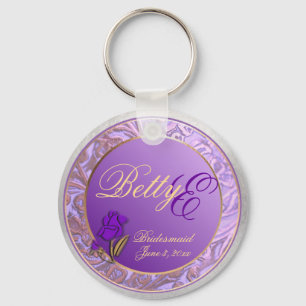 Custom Shades of Lavender Bridesmaid Keepsake Keychain