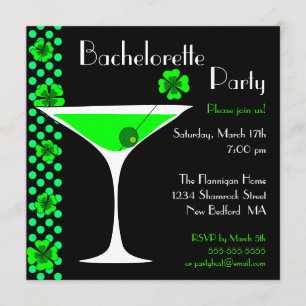 CUSTOM Shamrock Bachelorette Martini Invitation